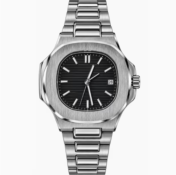 VİENOR Erkek Kol Saati Siyah Kadran Gümüş Metal Kordon Takvimli Modern Analog Saat